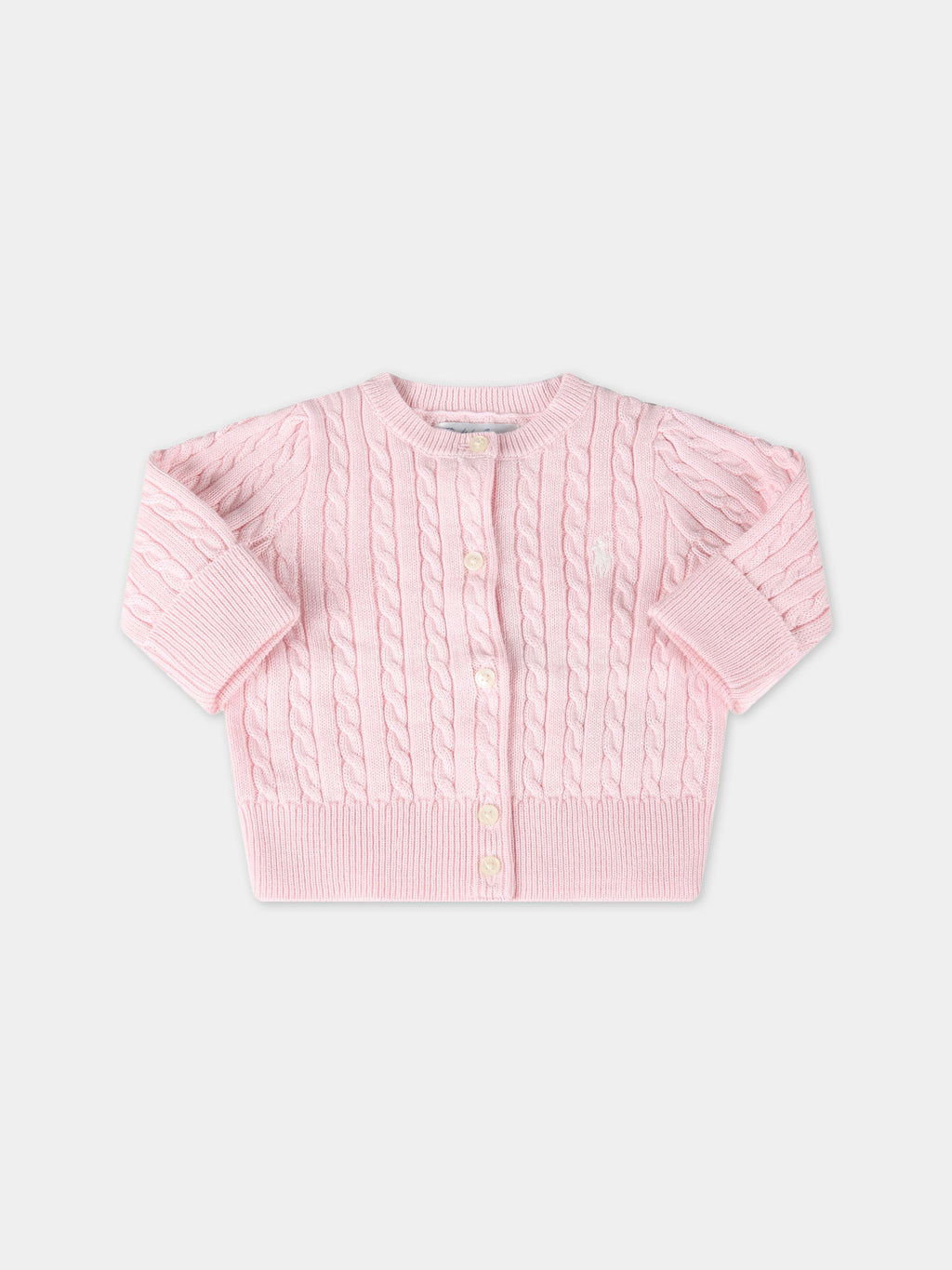 Pink cardigan for babygirl with iconic pony